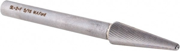 M.A. Ford - 5/16" Cut Diam, 1/4" Shank Diam, Taper Head Double Cut Burr - Carbide, Radius End, 15/16" LOC, 3" OAL - Exact Tooling