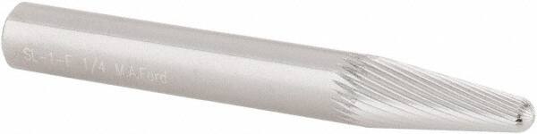 M.A. Ford - 1/4" Cut Diam, 1/4" Shank Diam, Taper Head Double Cut Burr - Carbide, Radius End, 5/8" LOC, 2" OAL - Exact Tooling