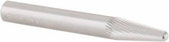 M.A. Ford - 1/4" Cut Diam, 1/4" Shank Diam, Taper Head Double Cut Burr - Carbide, Radius End, 5/8" LOC, 2" OAL - Exact Tooling