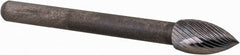 M.A. Ford - 3/16" Cut Diam, 1/8" Shank Diam, Flame Head Double Cut Burr - Carbide, Radius End, 3/8" LOC, 1-1/2" OAL - Exact Tooling