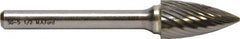 M.A. Ford - 1/2" Cut Diam, 1/4" Shank Diam, Tree Head Double Cut Burr - Carbide, Point End, 3/4" LOC, 2-3/4" OAL - Exact Tooling