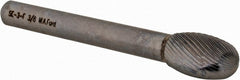 M.A. Ford - 3/8" Cut Diam, 1/4" Shank Diam, Oval Head Double Cut Burr - Carbide, Radius End, 5/8" LOC, 2-5/8" OAL - Exact Tooling