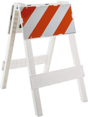 PRO-SAFE - 24 Inch Wide x 45-1/2 Inch High, Reflective, Plastic Type I Barricade - 14 Lbs., 12 Inch High x 24 Inch Wide Top Panel, White and Orange - Exact Tooling