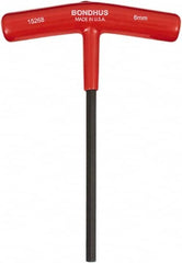 Bondhus - 6mm Hex, T-Handle Cushion Grip, Hex Key - 6" OAL, Protanium High Torque Steel, Metric System of Measurement - Exact Tooling