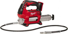 Milwaukee Tool - 10,000 Max psi, Flexible Battery-Operated Grease Gun - 14 oz Capacity, 31 Strokes per oz, Includes Grease Gun, Gauge Hose Assembly & Coupler - Exact Tooling