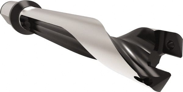 Allied Machine and Engineering - Series 26, 26 to 28.99mm Diam, 32mm Diam Straight Shank with Flange, Straight Flute Spade Drill - 145mm Max Depth, 186.1mm Body Length, 246.1mm OAL, Standard Length, Through Coolant - Exact Tooling