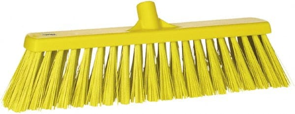 Vikan - 19" Heavy Duty Synthetic Push Broom - 2" Bristle Length, Plastic Block, European Threaded Handle Connection - Exact Tooling