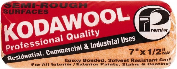 Premier Paint Roller - 1/2" Nap, 7" Wide Paint Roller Cover - Semi-Rough Texture, Polyester & Wool - Exact Tooling