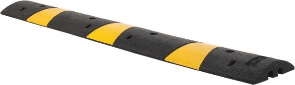 PRO-SAFE - 72" Long x 12" Wide x 2-1/4" High, Speed Bump - Black & Yellow, Rubber - Exact Tooling