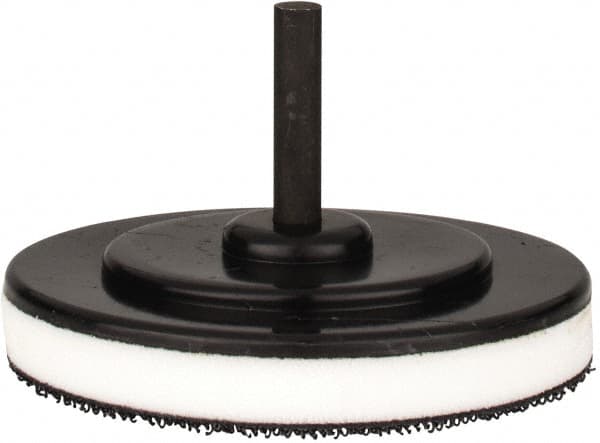 Tru-Maxx - 3" Diam Hook & Loop Disc Backing Pad - 1/4" Shank Diam, Medium Density, 15,500 RPM - Exact Tooling