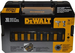 DeWALT - 10 Piece 3/8" Drive Thin Wall Deep Impact Socket Set - 6 Points, 5/16 to 3/4", Inch Measurement Standard - Exact Tooling