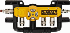 DeWALT - Aluminum Heavy Duty Quadraport Air Line Splitter with Regulator - 200 Max psi, 12-1/2" Long, 3/8 NPT Diam Inlet Fitting - Exact Tooling