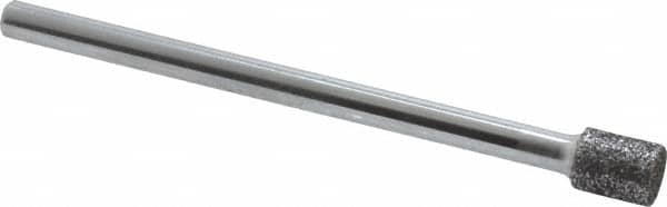 Strauss - 0.197" Head Diam x 1/4" Head Thickness CBN Grinding Pin - 1/8" Shank Diam x 2" Shank Length, Medium Grade, 80 Grit - Exact Tooling