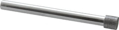Strauss - 0.335" Head Diam x 0.315" Head Thickness CBN Grinding Pin - 1/4" Shank Diam x 3" Shank Length, (170 Mesh Grit) - Exact Tooling