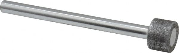 Strauss - 0.591" Head Diam x 0.394" Head Thickness CBN Grinding Pin - 1/4" Shank Diam x 3-1/2" Shank Length, Medium Grade, 80 Grit - Exact Tooling