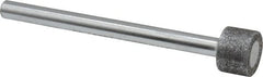 Strauss - 0.591" Head Diam x 0.394" Head Thickness CBN Grinding Pin - 1/4" Shank Diam x 3-1/2" Shank Length, Medium Grade, 80 Grit - Exact Tooling