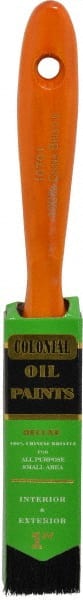 Premier Paint Roller - 1" Flat Hog Varnish Brush - 2-1/4" Bristle Length, 6-1/4" Wood Handle - Exact Tooling