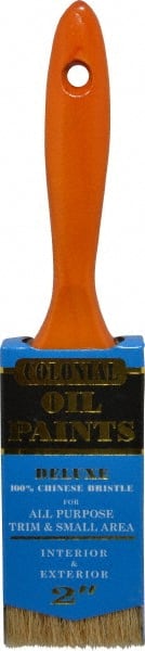 Premier Paint Roller - 2" Flat Hog Varnish Brush - 2-1/2" Bristle Length, 7" Wood Handle - Exact Tooling