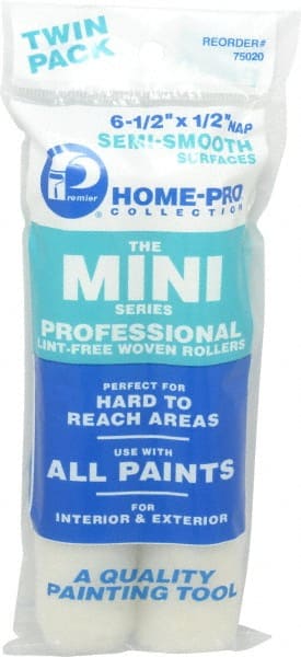 Premier Paint Roller - 1/2" Nap, Mini Paint Roller - 6-1/2" Wide, Includes Roller Cover - Exact Tooling