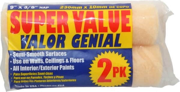 Premier Paint Roller - 3/8" Nap, 9" Wide Paint General Purpose Roller Cover - Semi-Smooth Texture, Polyester - Exact Tooling
