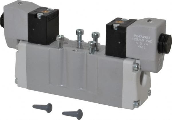 Parker - Double Solenoid, 2 Position, Aluminum Solenoid Valve - Normally Open Through Ports 1 & 2, Nitrile Seal - Exact Tooling