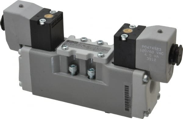 Parker - Double Solenoid 3 Position, Aluminum Solenoid Valve - Center Exhaust Open, Nitrile Seal - Exact Tooling