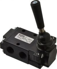 Parker - 0.83 CV Rate, 1/4" NPT Inlet Direct Air 4 Mechanical Spool Valve - 3 Way, 2 Position NC, 150 Max psi, Lever Spring Return - Exact Tooling