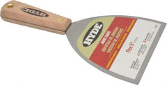 Hyde Tools - 5" Wide Steel Putty Knife - Flexible, Hardwood Handle, 8-1/4" OAL - Exact Tooling