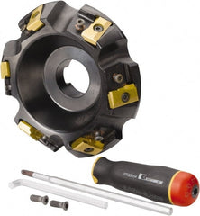 Kennametal - 5" Cut Diam, 1-1/2" Arbor Hole, 21.41mm Max Depth of Cut, 30° Indexable Chamfer & Angle Face Mill - 6 Inserts, LN.U 2210... Insert, Right Hand Cut, 6 Flutes, Series MEGA60 - Exact Tooling