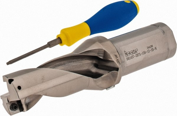 Iscar - 2.87" Max Drill Depth, 2xD, 1-7/16" Diam, Indexable Insert Drill - 2 Inserts, 1-1/2" Shank Diam, Straight Shank - Exact Tooling