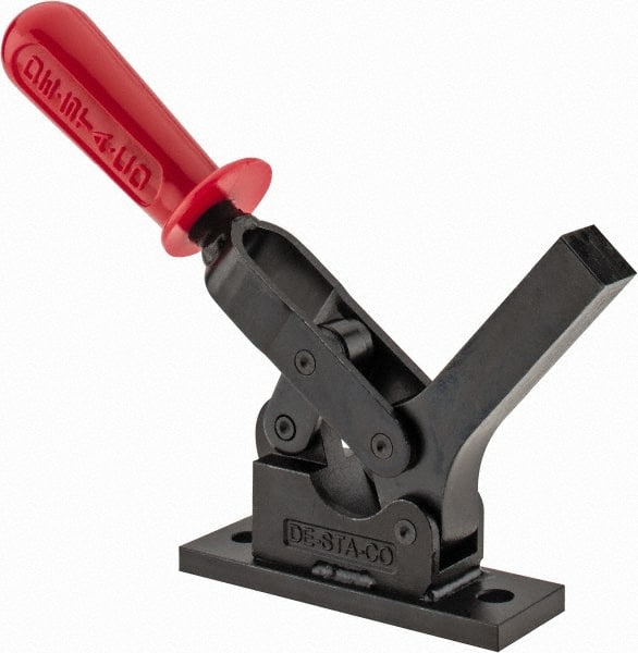 De-Sta-Co - 1,299 Lb Holding Capacity, Horizontal Handle, Manual Hold Down Toggle Clamp - 69° Handle Movement, 90° Bar Opening, Solid Bar, Flanged Base, Oxide Finish, Forged Alloy Steel - Exact Tooling