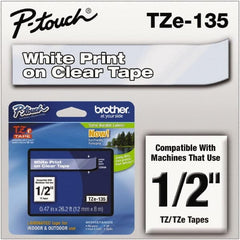 Brother - 1/2" Wide x 314.4" Long, Clear Plastic/Paper Tape Cassette - For Label Maker - Exact Tooling
