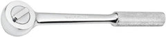 SK - 1/2" Drive Round Head Ratchet - Full Polish Chrome Finish, 15" OAL, 50 Gear Teeth, Full Polished Knurled Handle, Reversible Head - Exact Tooling