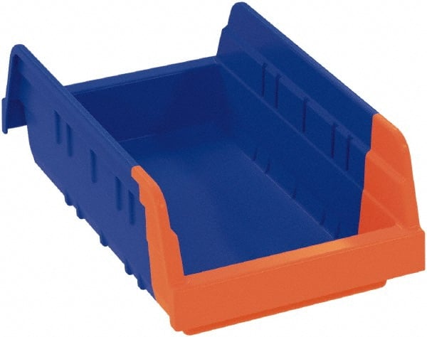 Akro-Mils - 11-5/8" Deep, Blue/Orange Hopper Shelf Bin - 4" High x 4-1/4" Wide x 11-5/8" Long - Exact Tooling