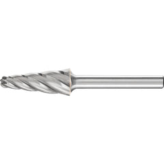 PFERD - SL-4, 1/2" Cut Diam, 1/4" Shank Diam, Carbide End Cut Aluma Cut Taper with Radius End Burr - Exact Tooling