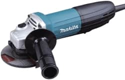 Makita - 4-1/2" Wheel Diam, 11,000 RPM, Corded Angle & Disc Grinder - 5/8-11 Spindle, 120 Volts, 6 Amps - Exact Tooling