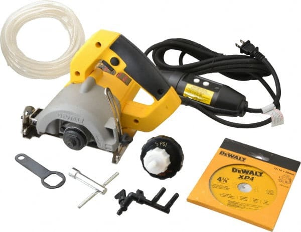 DeWALT - 4-3/8" Blade Diam, Tile Saw - 13,000 RPM, 120 Volts, 10.8 Amps, 20mm Arbor - Exact Tooling