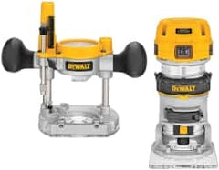 DeWALT - 16,000 to 27,000 RPM, 1.25 HP, 7 Amp, Fixed and Plunge Combination Electric Router - 115 Volts, 1/4 Inch Collet - Exact Tooling