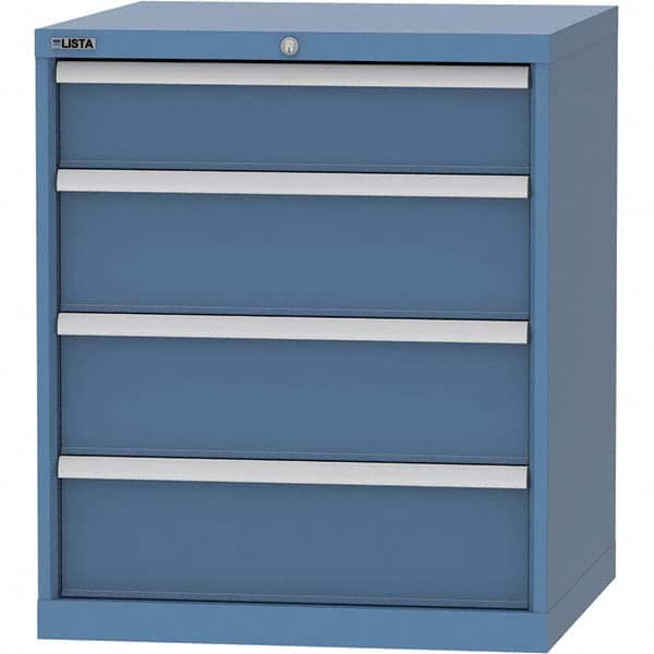 LISTA - 4 Drawer, 45 Compartment Bright Blue Steel Modular Storage Cabinet - Exact Tooling