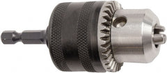 Accupro - 1/32 to 1/4" Capacity, Integral Shank Steel Drill Chuck - Keyed, Straight Hex Shank, 30mm Sleeve Diam, 2-43/64" Open Length - Exact Tooling