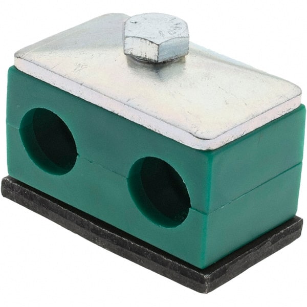 Value Collection - 2.09" Wide x 1.42" High x 1.18" Deep, Polypropylene Twin Vibration-Control Clamp - Steel Plate, Mount with Standard - Exact Tooling