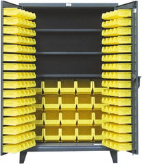 Strong Hold - 3 Shelf 110 Bin Storage Cabinet - Steel, 36" Wide x 24" Deep x 78" High, Dark Gray - Exact Tooling