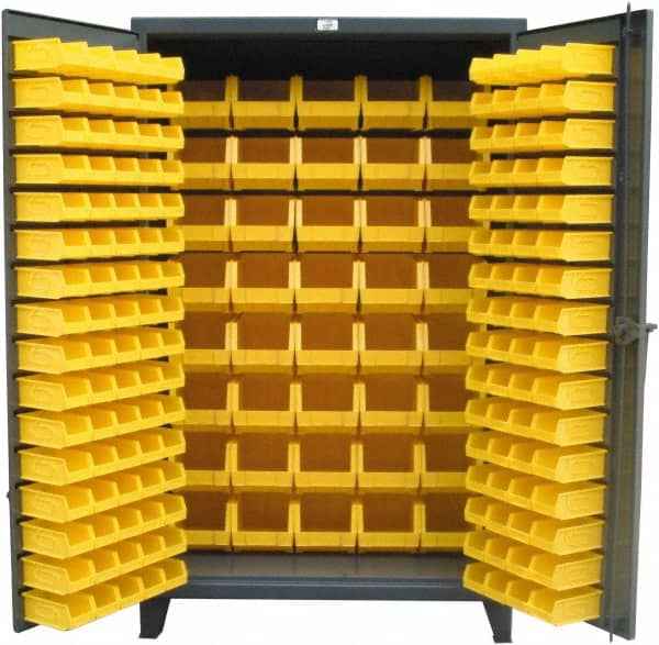 Strong Hold - 184 Bin Storage Cabinet - Steel, 48" Wide x 24" Deep x 78" High, Dark Gray - Exact Tooling