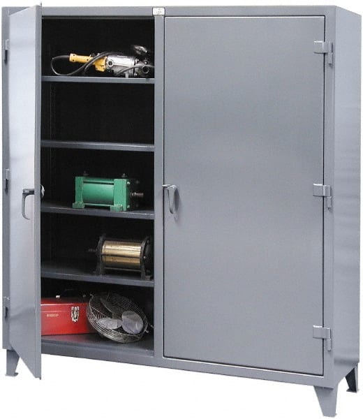 Strong Hold - 8 Shelf Locking Storage Cabinet - Steel, 60" Wide x 24" Deep x 78" High, Dark Gray - Exact Tooling