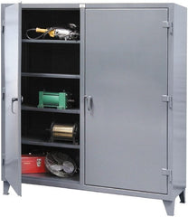 Strong Hold - 8 Shelf Locking Storage Cabinet - Steel, 60" Wide x 24" Deep x 78" High, Dark Gray - Exact Tooling