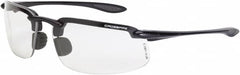 CrossFire - Clear Lenses, Frameless Safety Glasses - Scratch Resistant, Black Polycarbonate Frame, Size Universal, Wrap Around - Exact Tooling