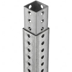 TAPCO - 4' High, Galvanized Traffic Sign Post - Steel, 7/16" Hole Diam, Silver - Exact Tooling