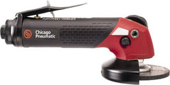 Chicago Pneumatic - 4" Wheel Diam, 13,500 RPM, Pneumatic Angle & Disc Grinder - 3/8-24 Spindle, 74 CFM - Exact Tooling