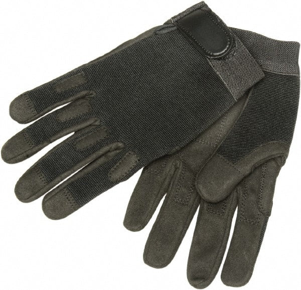 Ability One - Size M Nylon/Spandura General Protection Work Gloves - For Mechanic's & Lifting, Uncoated, Hook & Loop Cuff, Full Fingered, Black, Paired - Exact Tooling