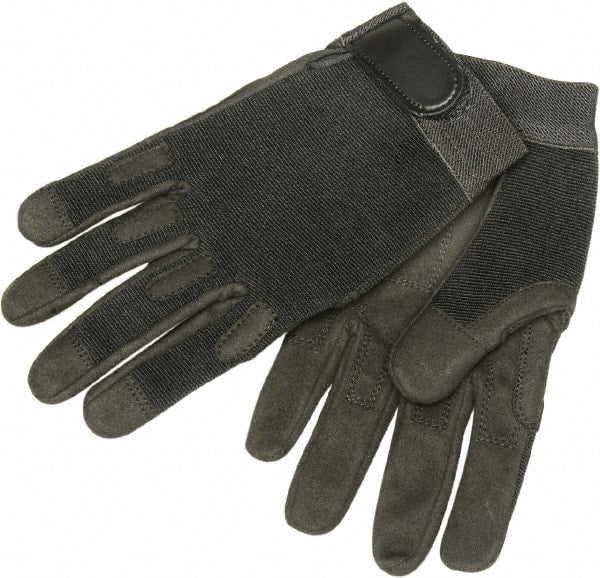 Ability One - Size S Nylon/Spandura General Protection Work Gloves - For Mechanic's & Lifting, Uncoated, Hook & Loop Cuff, Full Fingered, Black, Paired - Exact Tooling